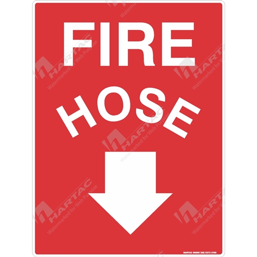 Fire Sign Fire Hose w/ Down Arrow