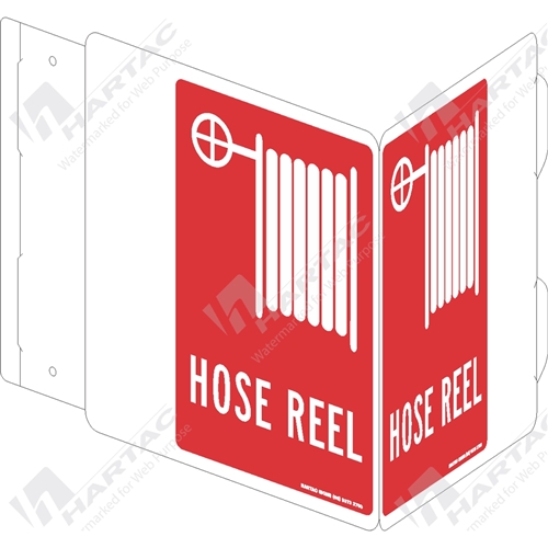 Fire Sign Hose Reel Double Sided Fold and Clip