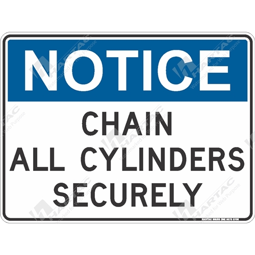 General Safety Sign Notice Chain All Cylinders Securely