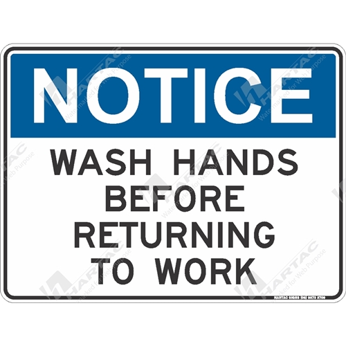 General Safety Sign Notice Wash Hands Before Returning To Work