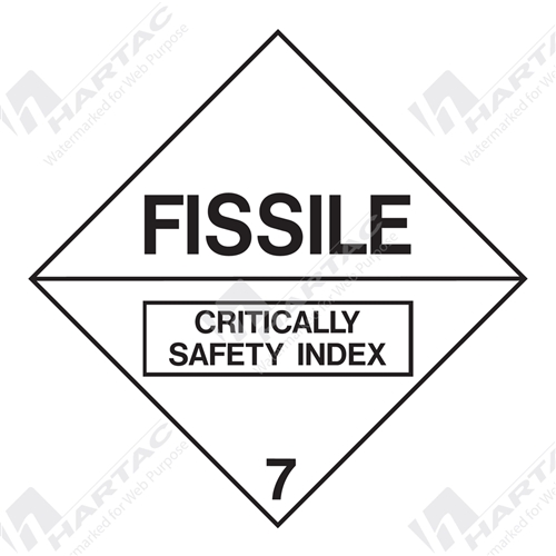 Hazchem Sign (HGL) Fissile Critically Safety Index 7