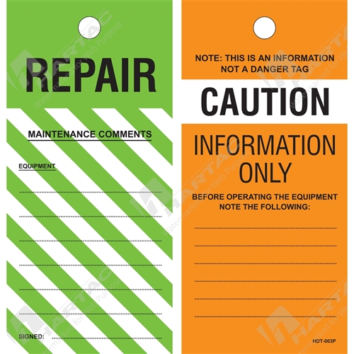Caution Information Only/Repair Tag