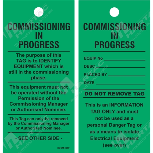 Commissioning In Progress Tag