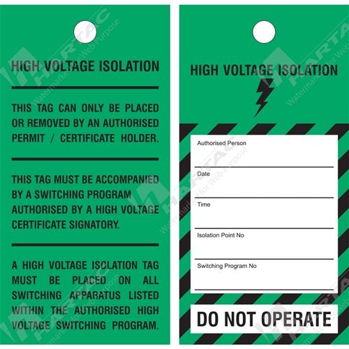 "High Voltage Isolation" Tag