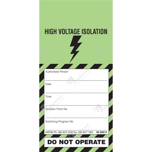 "High Voltage Isolation" Tag