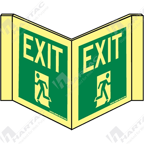 Marine Sign Directions Exit + Running Man Double Sided Fold And Clip 2