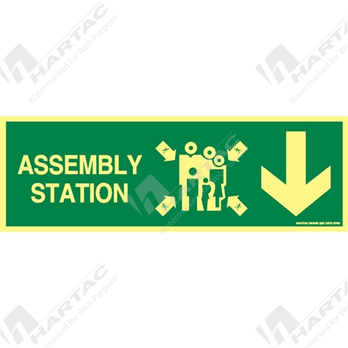 Marine Sign Directions Assembly Station w/ Arrow Down On Right