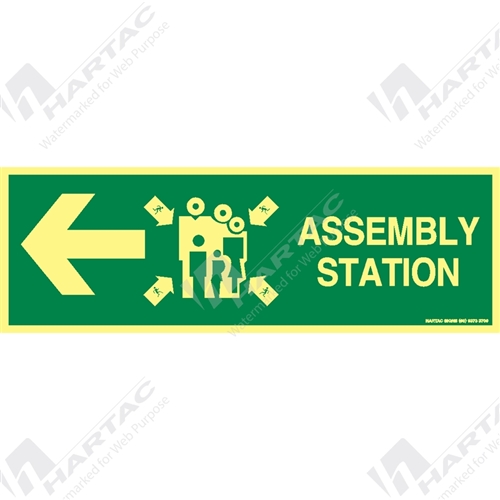 Marine Sign Directions Assembly Station w/ Arrow Left On Left