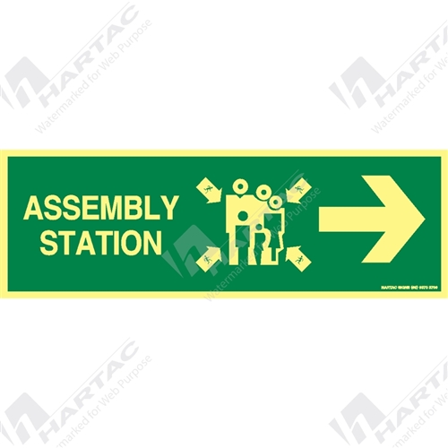 Marine Sign Directions Assembly Station w/ Arrow Right On Right