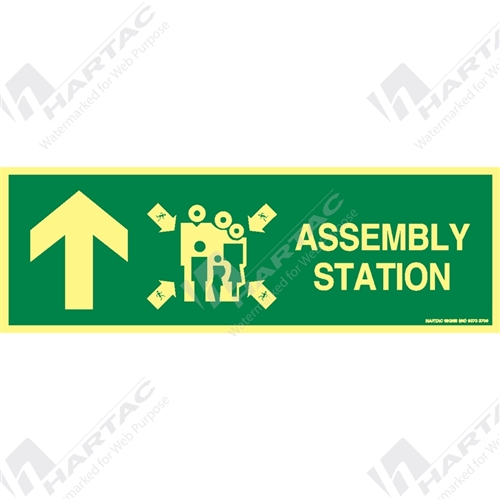 Marine Sign Directions Assembly Station w/ Arrow Up On Left