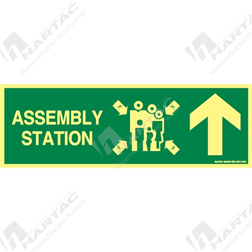 Marine Sign Directions Assembly Station w/ Arrow Up On Right