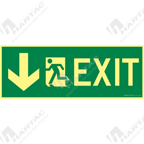 Marine Sign Directions Exit + Running Man w/ Arrow Down On Left