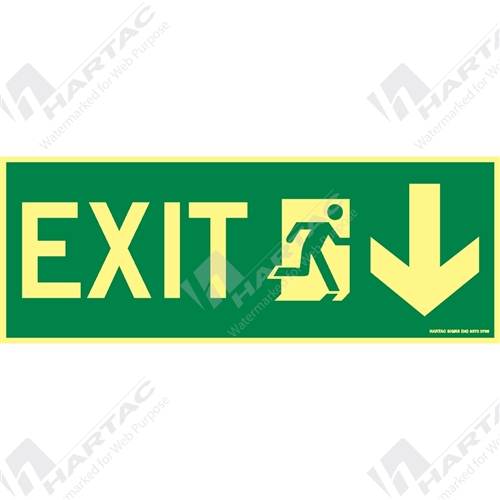 Marine Sign Directions Exit + Running Man w/ Arrow Down On Right
