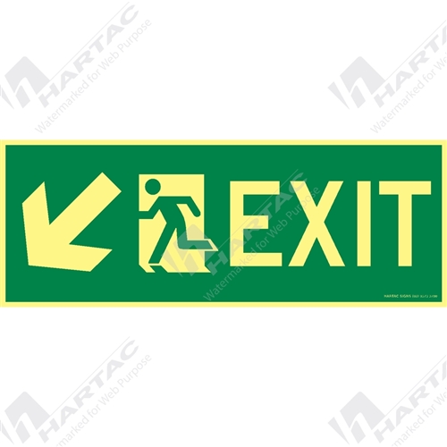 Marine Sign Directions Exit + Running Man w/ Arrow Left 45 Degree Down On Left