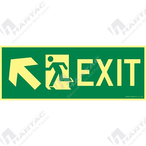 Marine Sign Directions Exit + Running Man w/ Arrow Left 45 Degree Up On Left