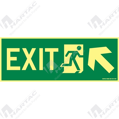 Marine Sign Directions Exit + Running Man w/ Arrow Left 45 Degree Up On Right