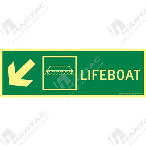 Directions Signs Marine Sign Directions Lifeboat w/ Arrow Left 45