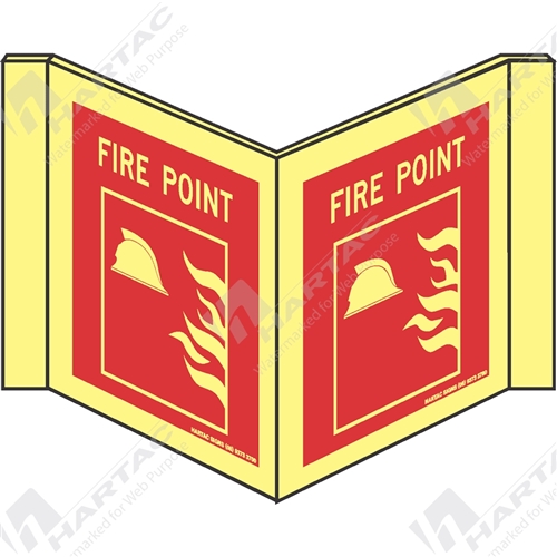 Marine Sign Fire Equipment Fire Point + Panoramic Double Sided Fold And Clip