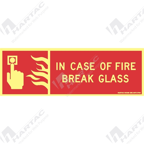 Marine Sign Fire Equipment In Case Of Fire Break Glass