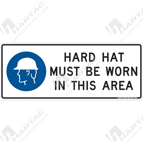 Mandatory Sign (Landscape) Hard Hat Must Be Worn In This Area