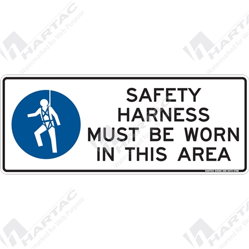 Mandatory Sign (Landscape) Safety Harness Must Be Worn In This Area