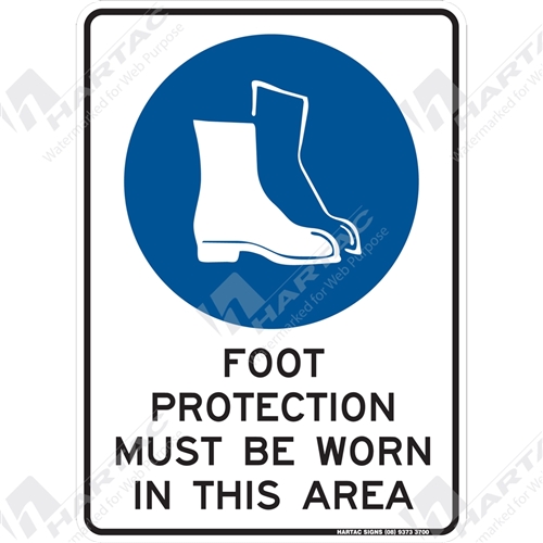 Mandatory Sign (Portrait) Foot Protection Must Be Worn In This Area