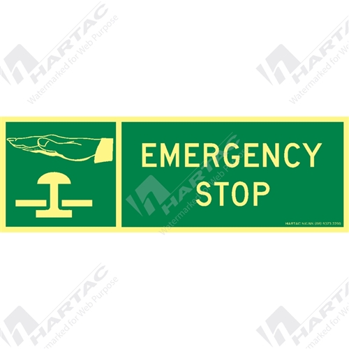 Marine & Offshore Sign (Safety) "Emergency Stop" Photoluminescent