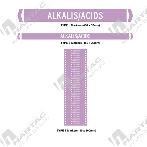 Pipemarker S/A Non Ref (pk10) Alkalis/Acids White on Violet