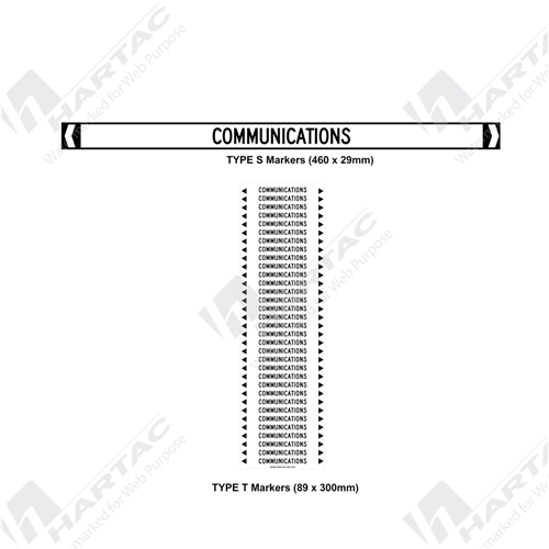 Pipemarker S/A Non Ref (pk10) Communications Black on White