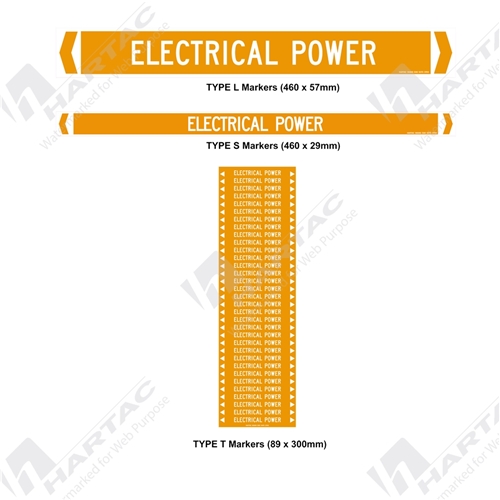 Pipemarker S/A Non Ref (pk10) Electrical Power White on Orange
