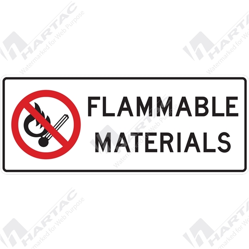 Prohibition Sign No Smoking or Flammable Flammable Materials (Landscape)