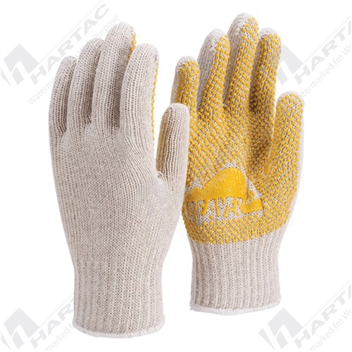 Frontier Knitted Polycotton Polka Dot White Single Sided Yellow Dot Gloves