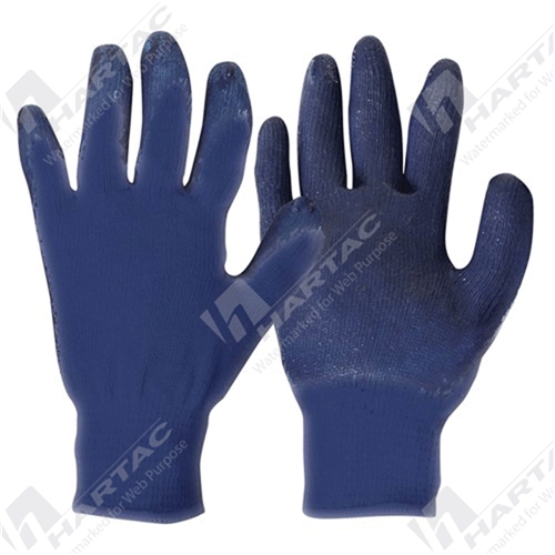Frontier Glass Gripper Latex Dip Blue Knitted Polycotton Gloves