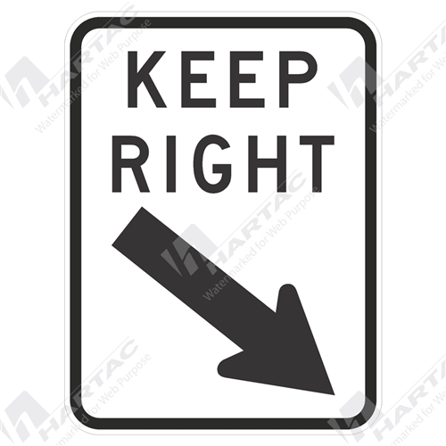 Keep Right w/ Arrow Aluminium Reflective Class 1