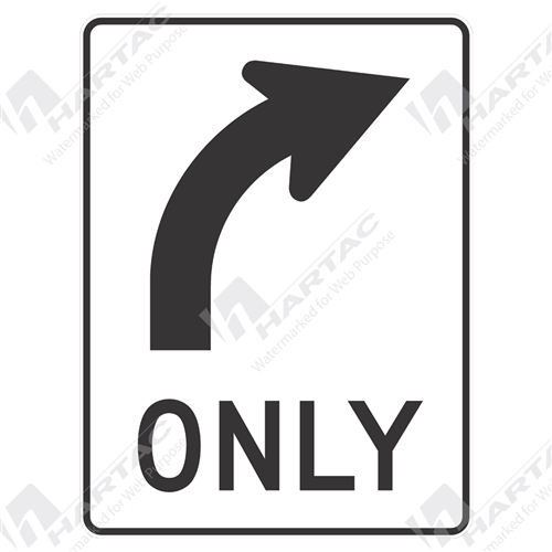Only w/ Curve Arrow Right Aluminium Reflective Class 1