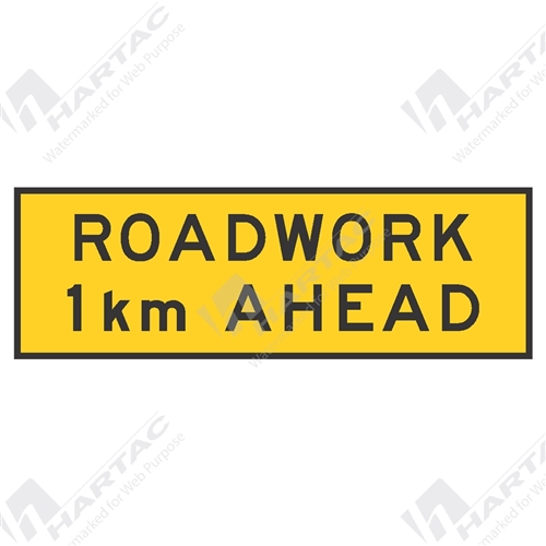 Roadwork 1km Ahead Box Edge Frame Ref CL 1