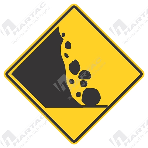 Warning Caution Falling Rock Left Traffic Sign  Aluminium Class 1 600x600mm