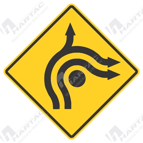 2 Lane R'abt 3 Legs 1 Lane Through & R 1 Lane R Aluminium Reflective Class 1