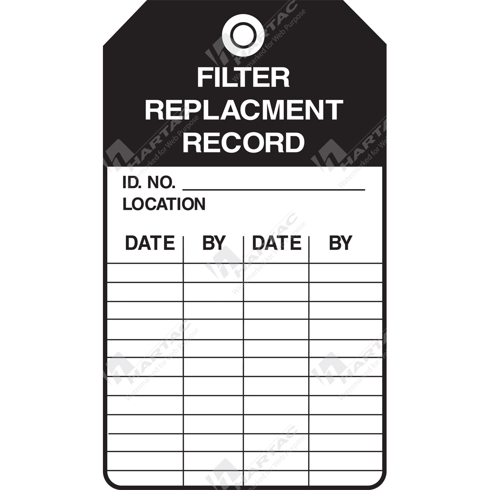 Equipment Servicing Tags Filter Replacement Record Tags Equipment