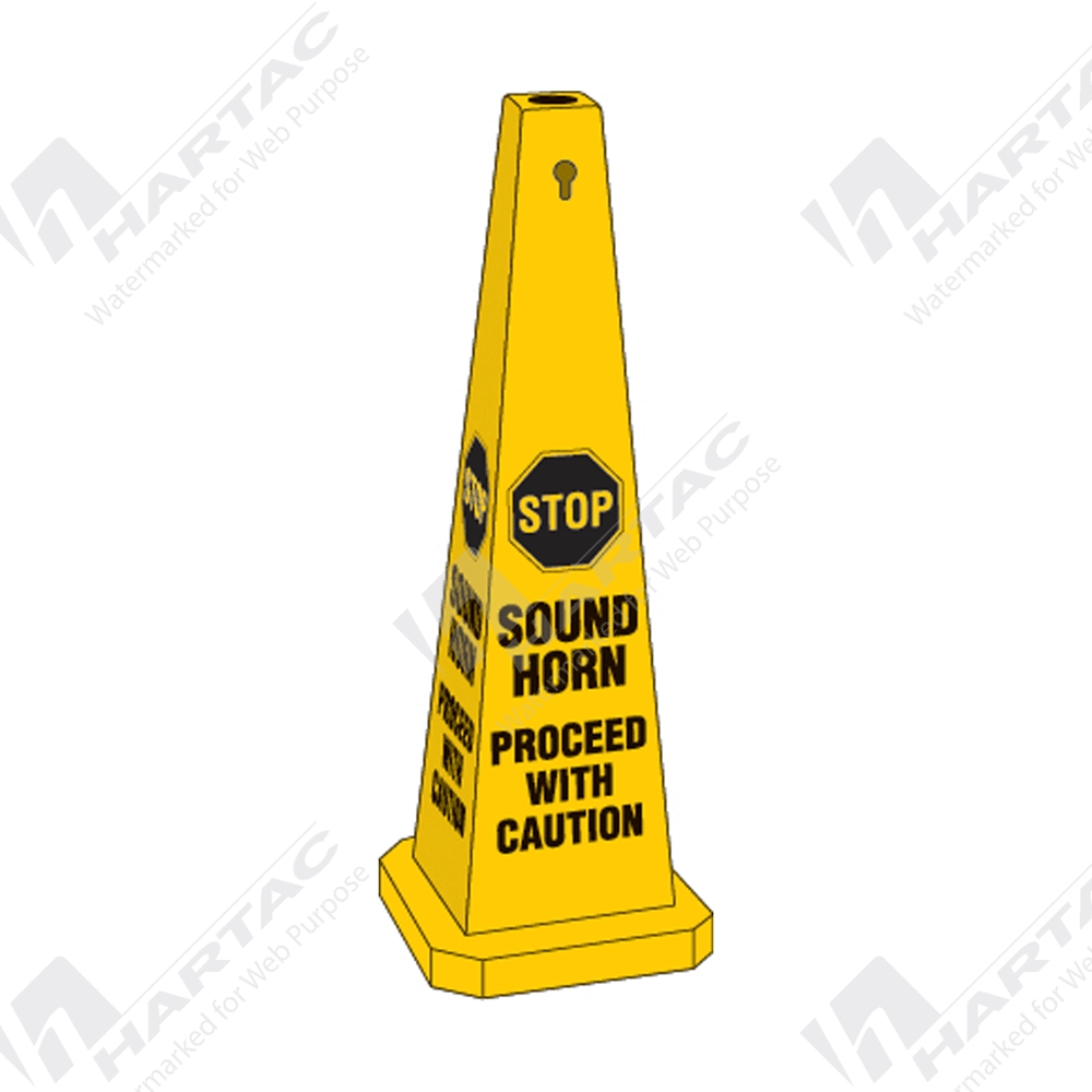 854831 Plastic Cone With Message "Stop Sound Horn Proceed With