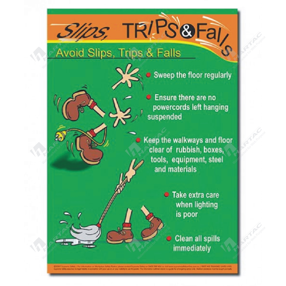 HS11388 Slips, Trips & Falls Laminated Safety Poster 300mm x 420mm