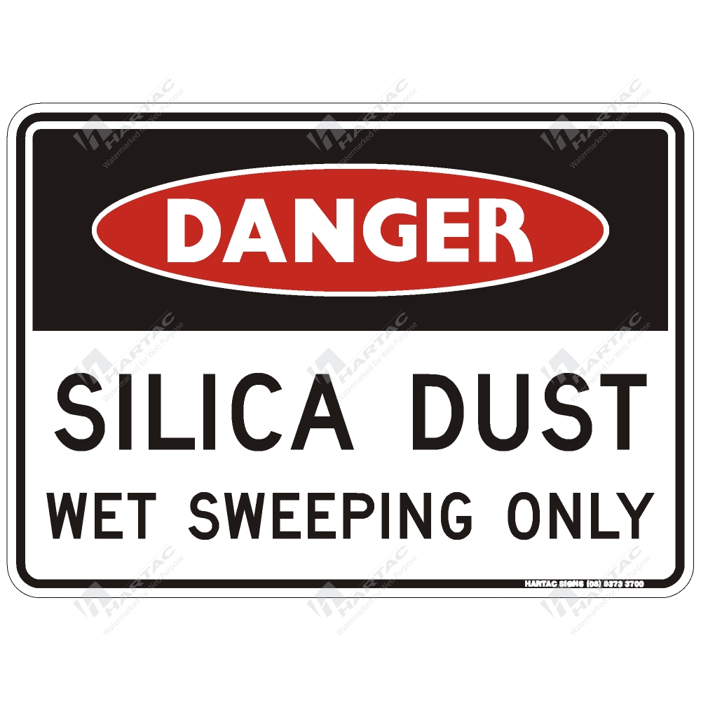 HS11708 - 600*450 Danger 5mm Corflute Non-Ref Silica Dust Wet Sweeping ...