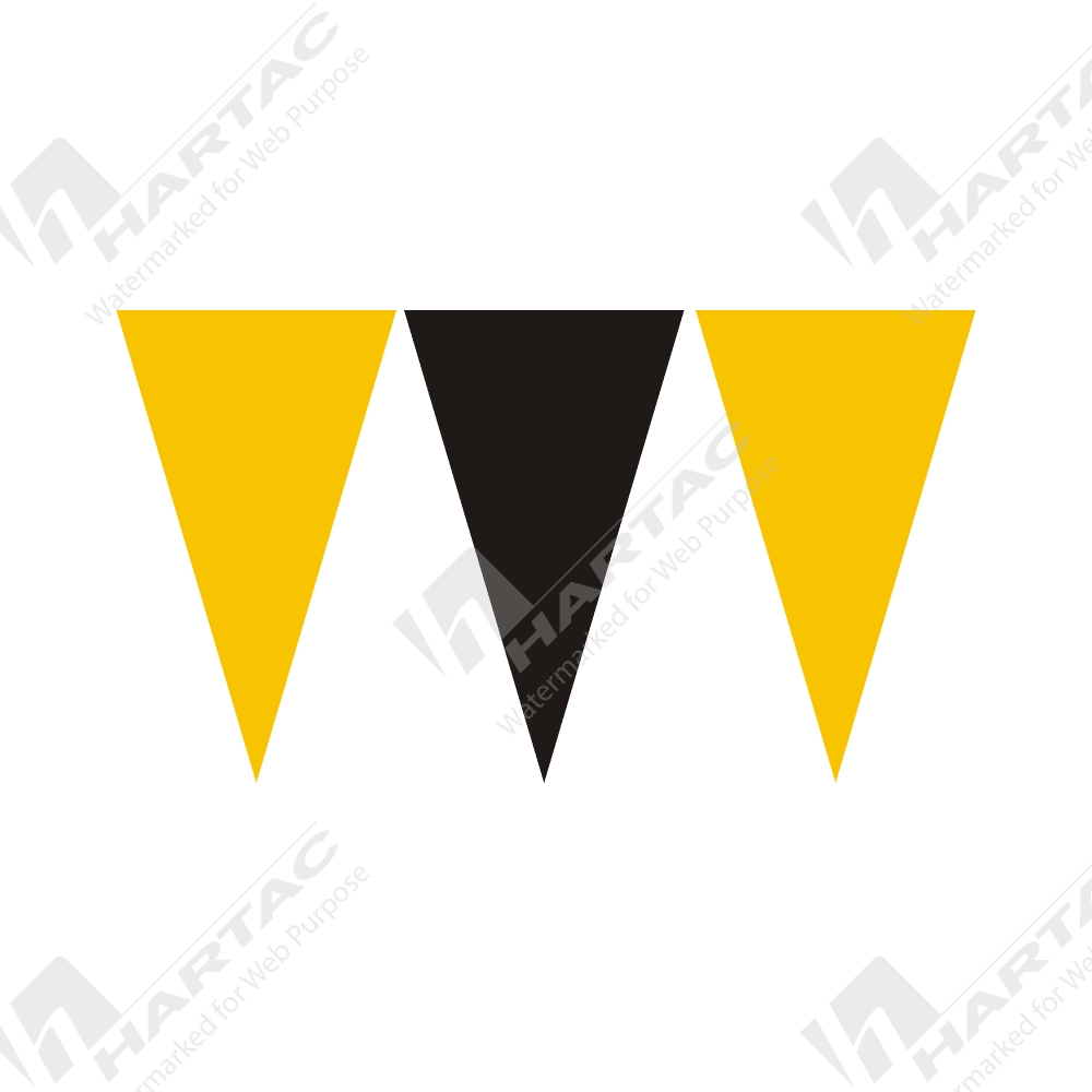 Bunting Flags/Barricading 30mtr Roll Black & Yellow Alternating