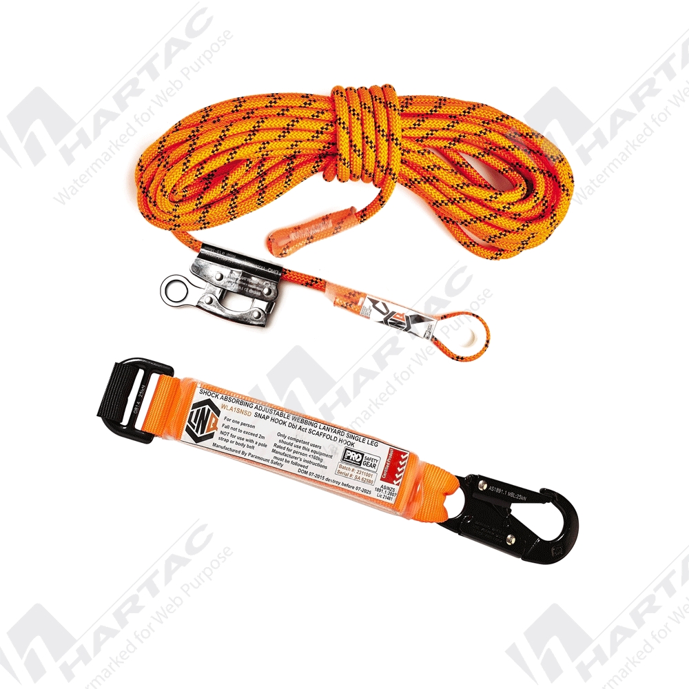 Fall Protection LINQ Adjustable Rope Lanyard w/ Snap Hook & Rope Grab, 2m Length Company