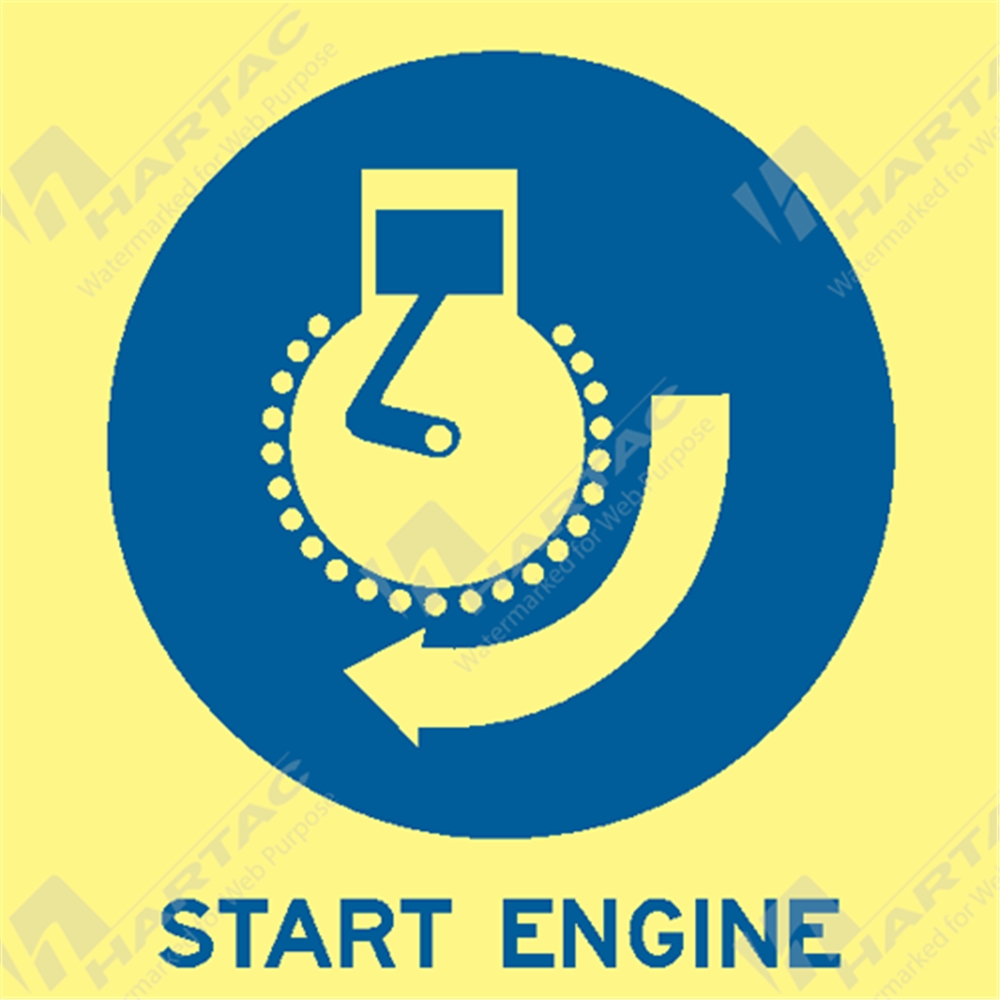 Iso Engine Start PR4003JJ - 150*150mm - Marine Poly Start Engine picto Blue on Luminous ...