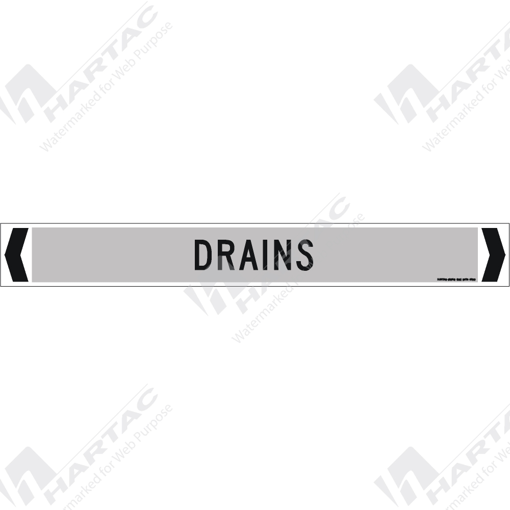 PS34 Pipemarker "Drains" SelfAdhesive NonReflective (Pack of 10