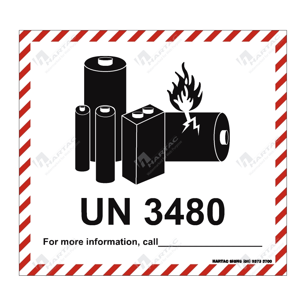 ZHGLLB3480 Hazardous Goods (HGL) Lithium Ion Battery Label UN 3480